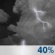 Wednesday Night: A chance of showers and thunderstorms after 8pm. Mostly cloudy, with a low around 66. Chance of precipitation is 40%. Wednesday Night: Chance Showers And Thunderstorms